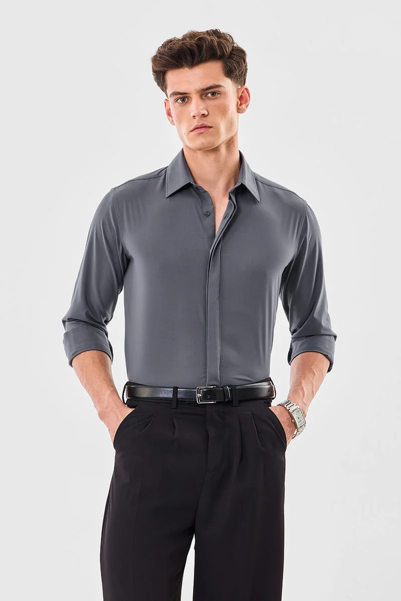 سنيتش قميص فاخر بقصة ضيقة ومرونة عالية